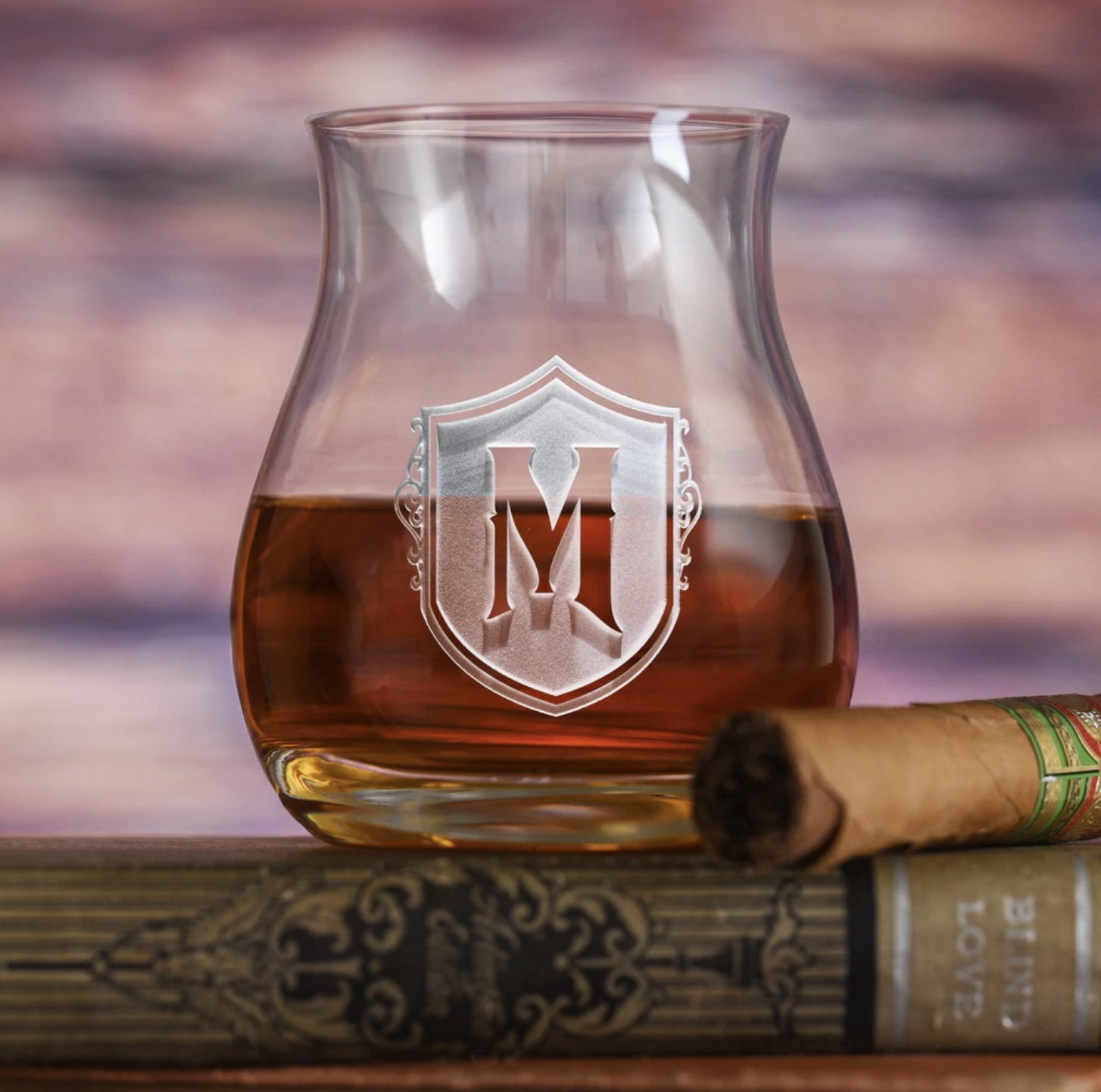 Monogram Shield Whiskey Glass