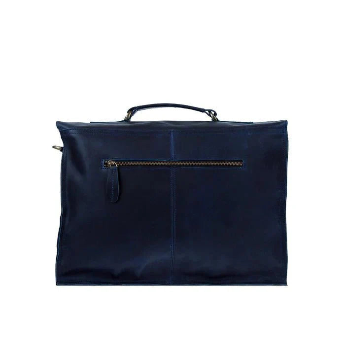 Navy Leather Messenger Bag - Messenger Bag - GroomsDay