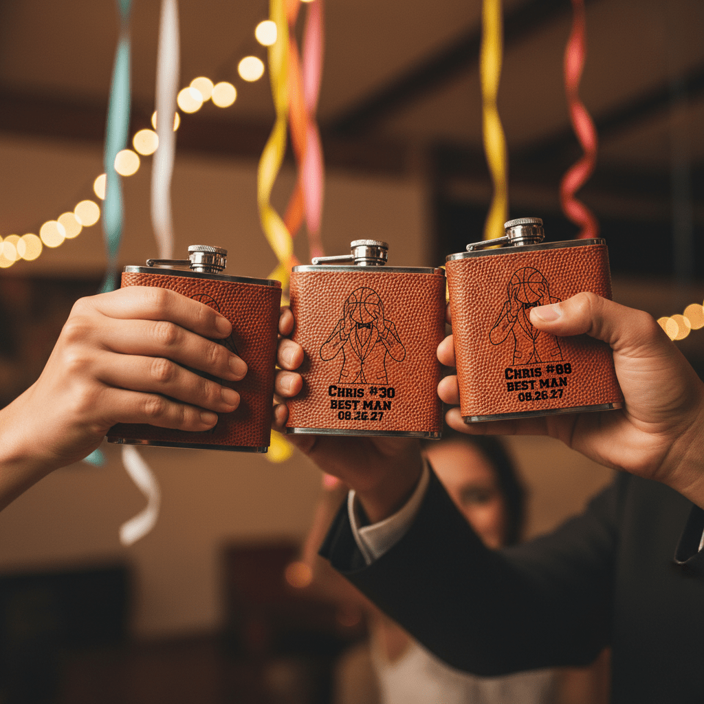 Fab Five Groomsmen Flask - Basketball - GroomsDay