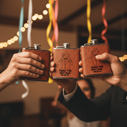 Fab Five Groomsmen Flask - Basketball - GroomsDay