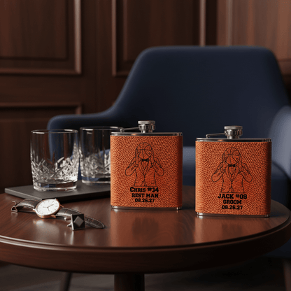Fab Five Groomsmen Flask - Basketball - GroomsDay