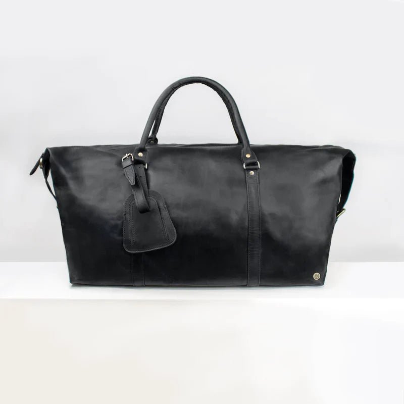 Large Black Leather Duffle