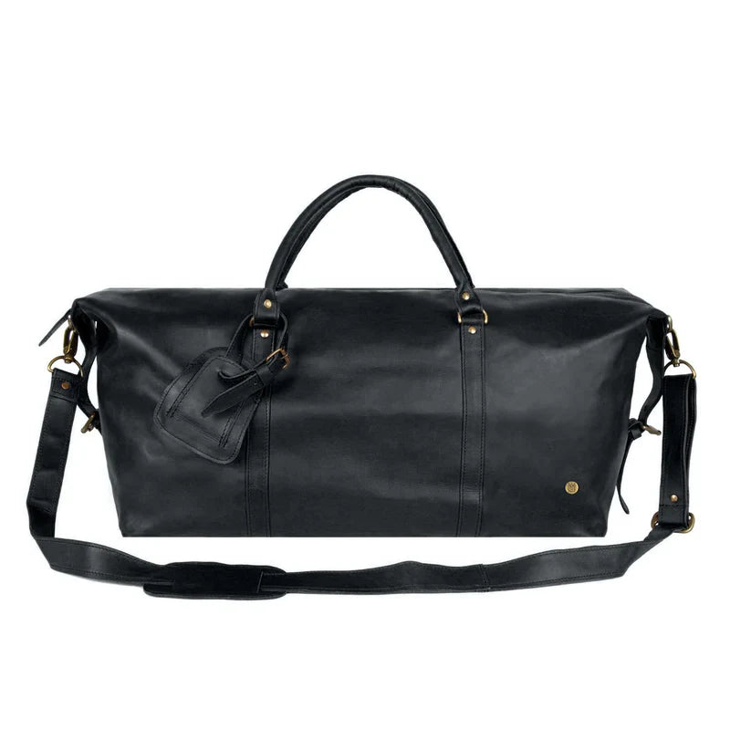 Large Black Leather Duffle