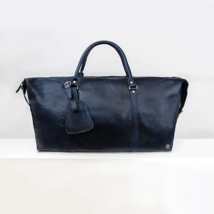 Navy Leather Duffle