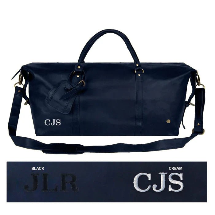 Navy Leather Duffle