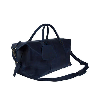 Navy Leather Duffle - Duffel Bags - GroomsDay