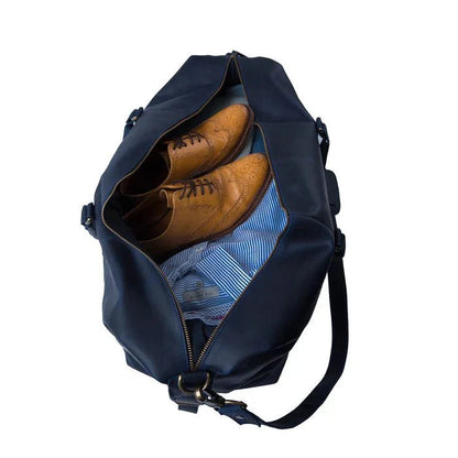 Navy Leather Duffle - Duffel Bags - GroomsDay