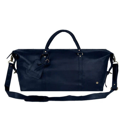 Navy Leather Duffle - Duffel Bags - GroomsDay