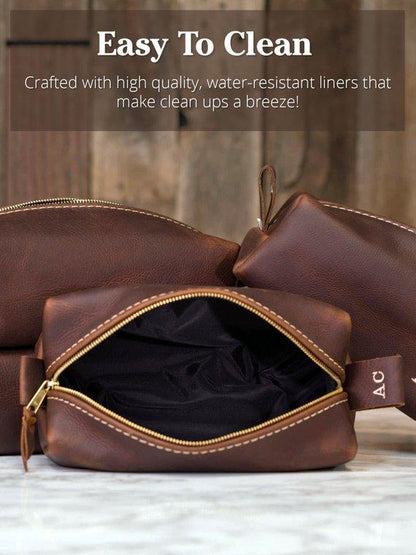 Leather Dopp Kit & Toiletry Bag - Dopp Kit - GroomsDay