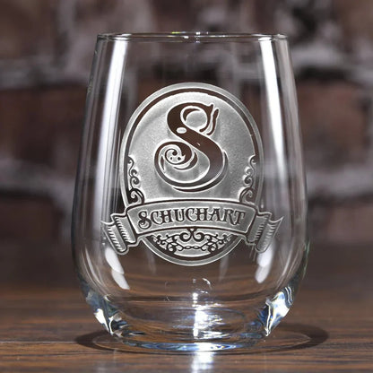 Etched Stemless Wine Glasses Set of 4 - Drinkware - GroomsDay