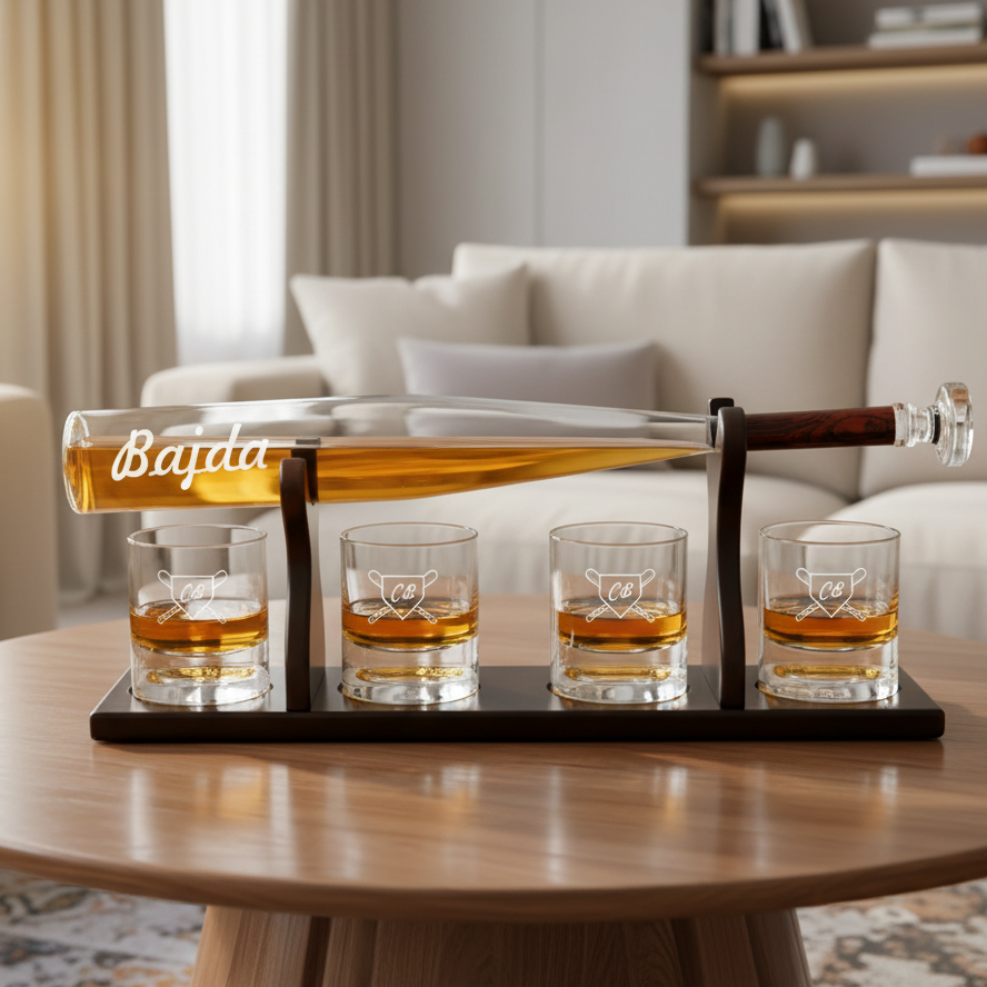 Personalized Baseball Bat Decanter Set