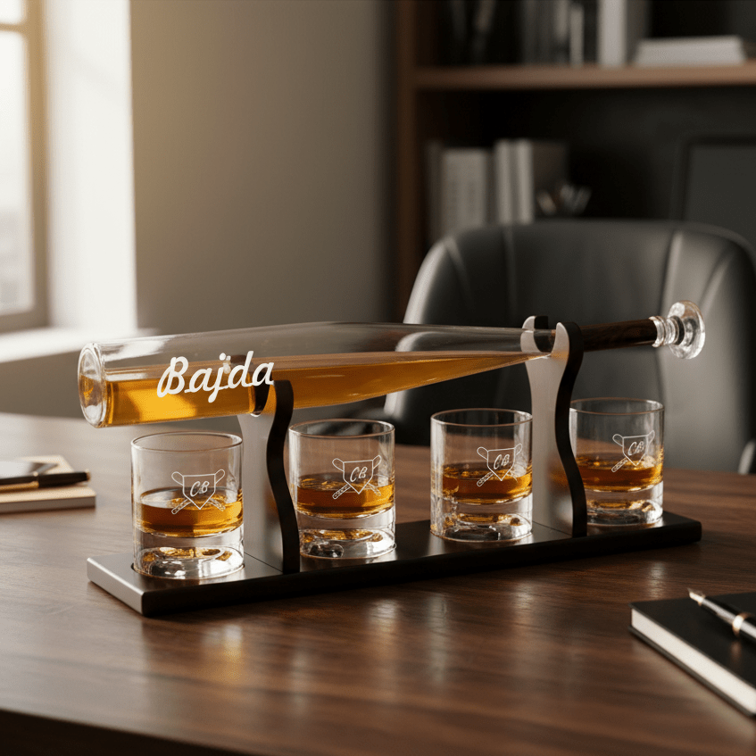 Personalized Baseball Bat Decanter Set - Baseball - GroomsDay