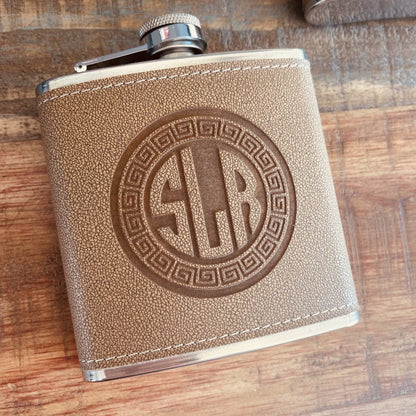 Personalized Leather Flask Tan