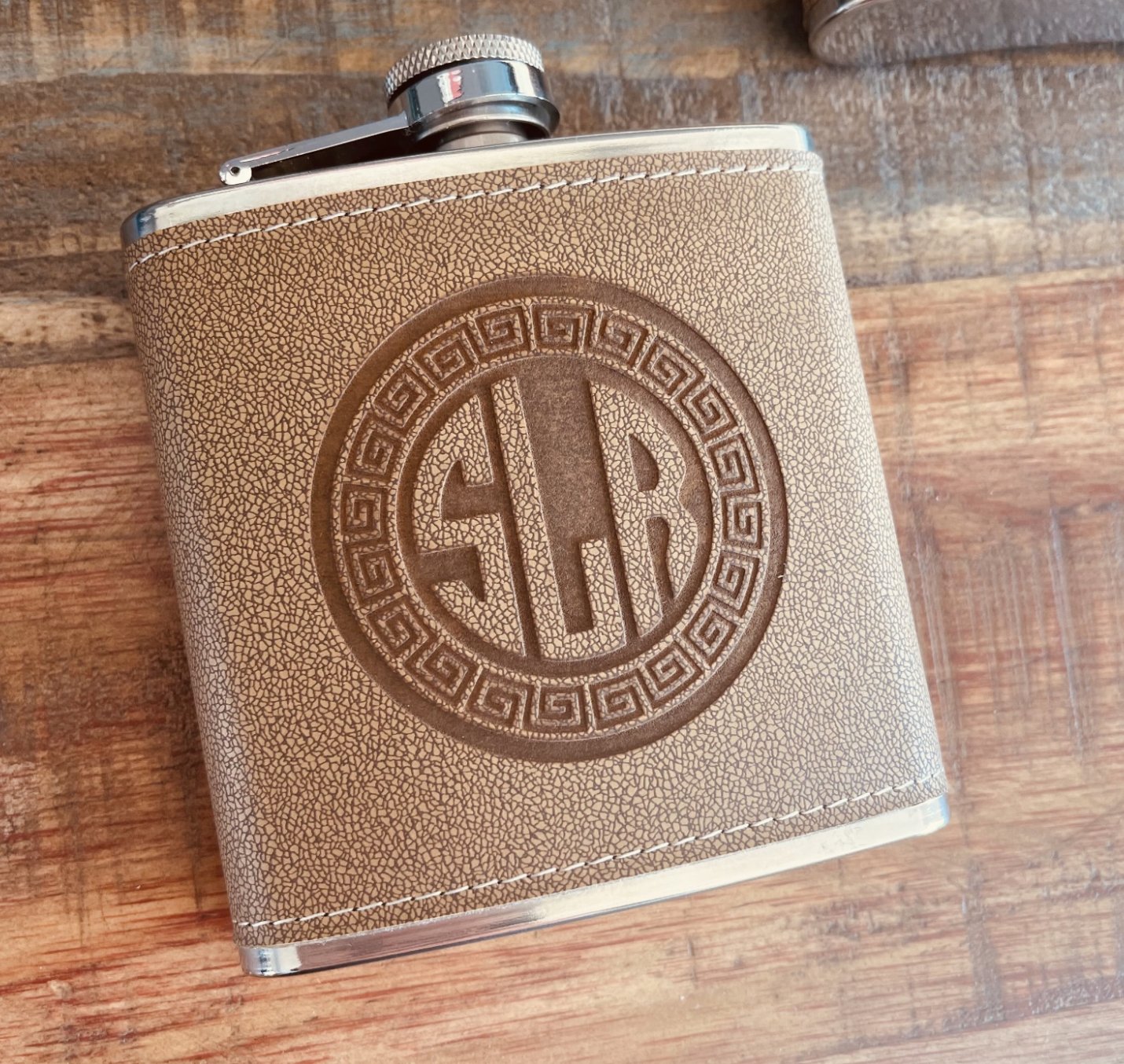 Personalized Leather Flask Tan