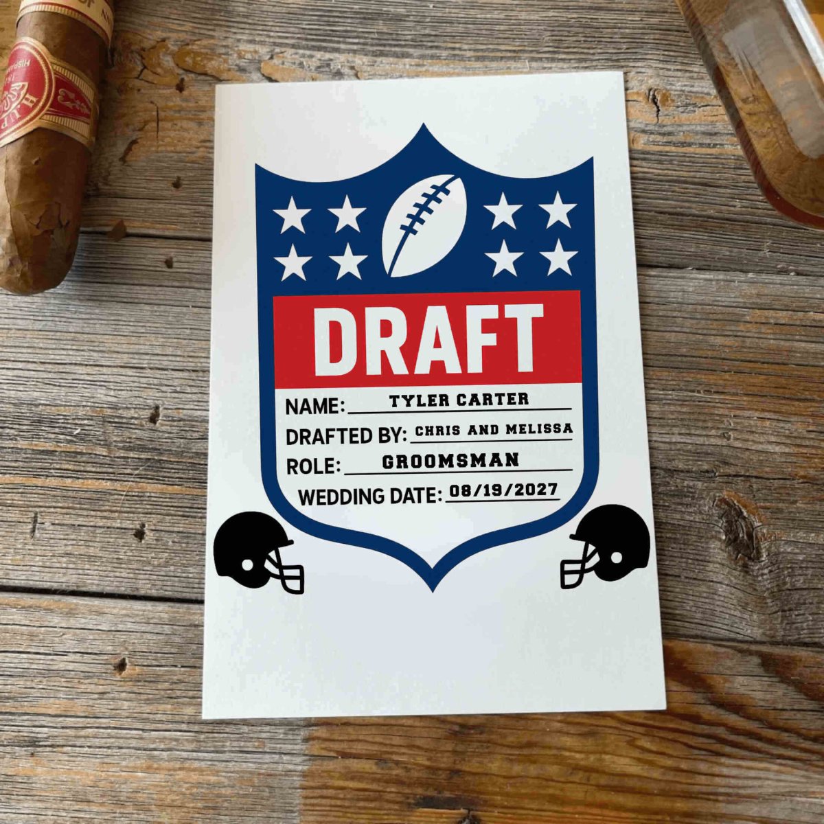 Groomsmen Football Draft Proposal - Proposal Card - GroomsDay