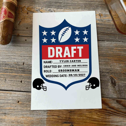Groomsmen Football Draft Proposal - Proposal Card - GroomsDay