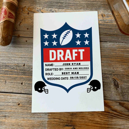 Groomsmen Football Draft Proposal - Proposal Card - GroomsDay