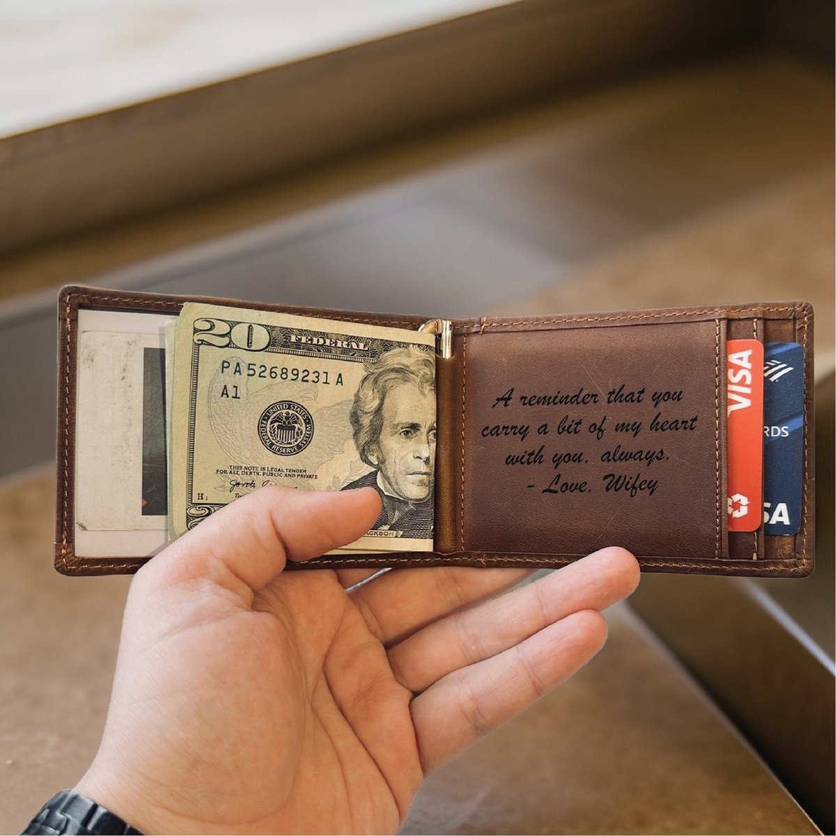 Sentimental Leather Wallet - Anniversary - GroomsDay