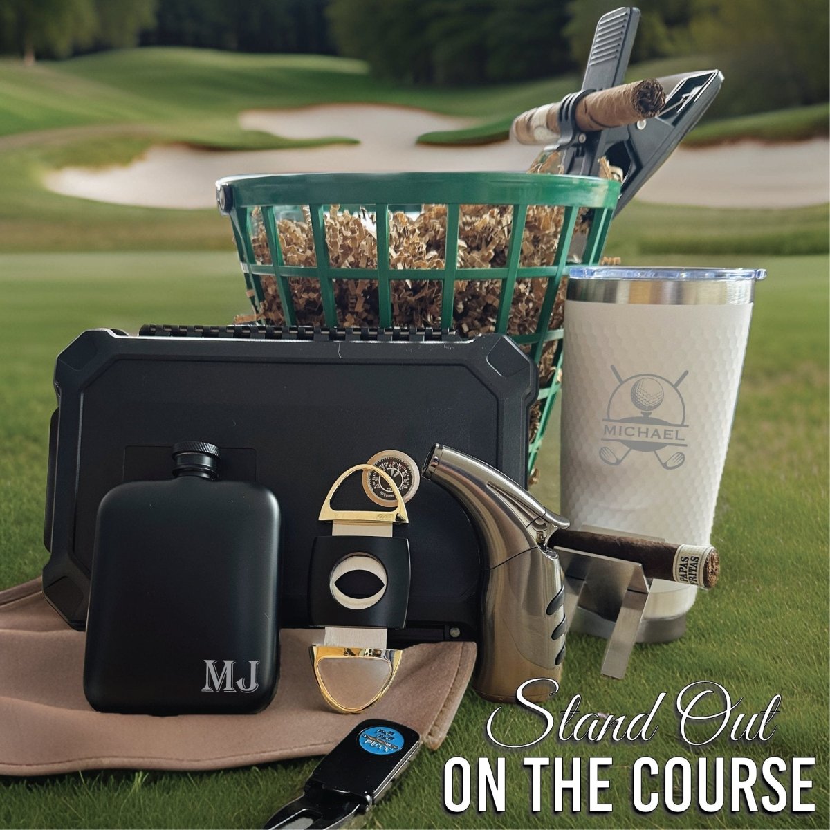Cigar Lovers Golf Gift Basket - Gift Set - GroomsDay