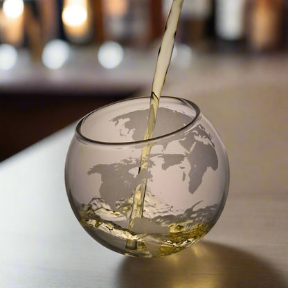 Spinning World Whiskey Glasses