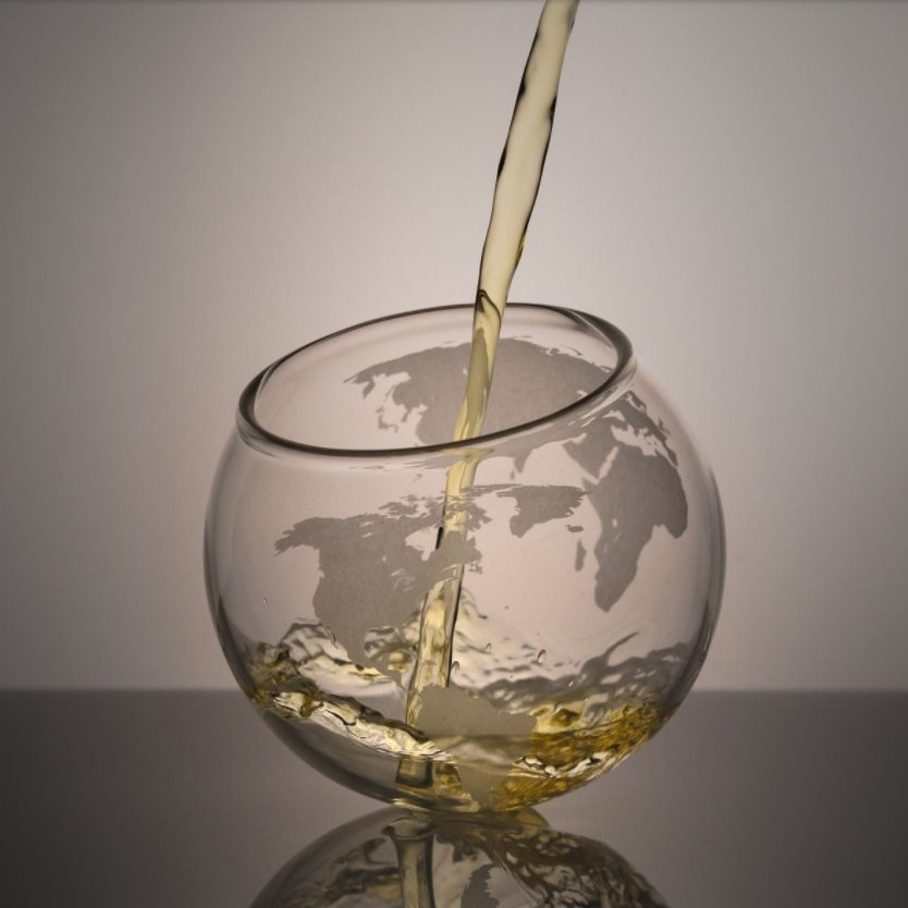 Spinning World Whiskey Glasses