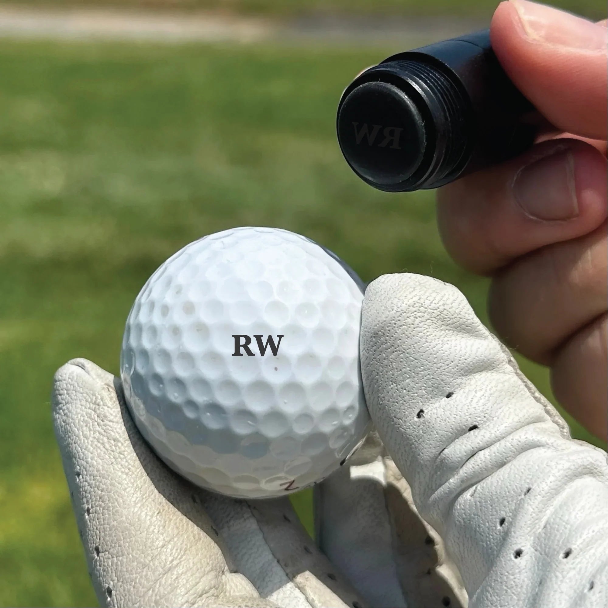 Custom personalized golf ball stamp with initials and premium ink