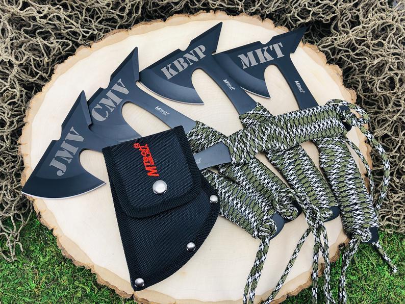 Engraved Mini Hatchet with Camo Cord - Tools - GroomsDay