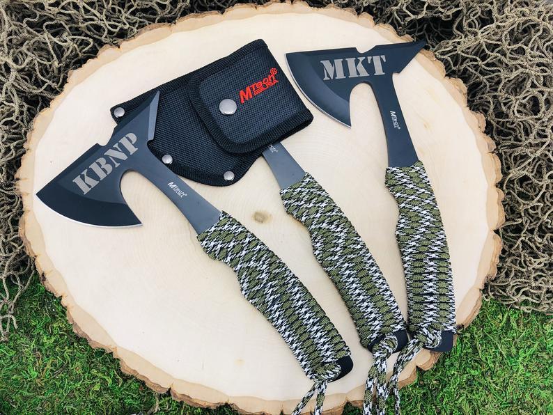 Engraved Mini Hatchet with Camo Cord - Tools - GroomsDay