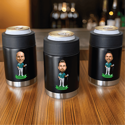 Personalized Golfer Caricature Can Cooler - Personalized Koozie - GroomsDay