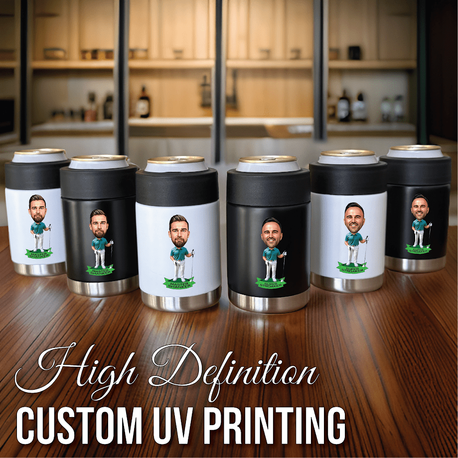 Personalized Golfer Caricature Can Cooler - Personalized Koozie - GroomsDay