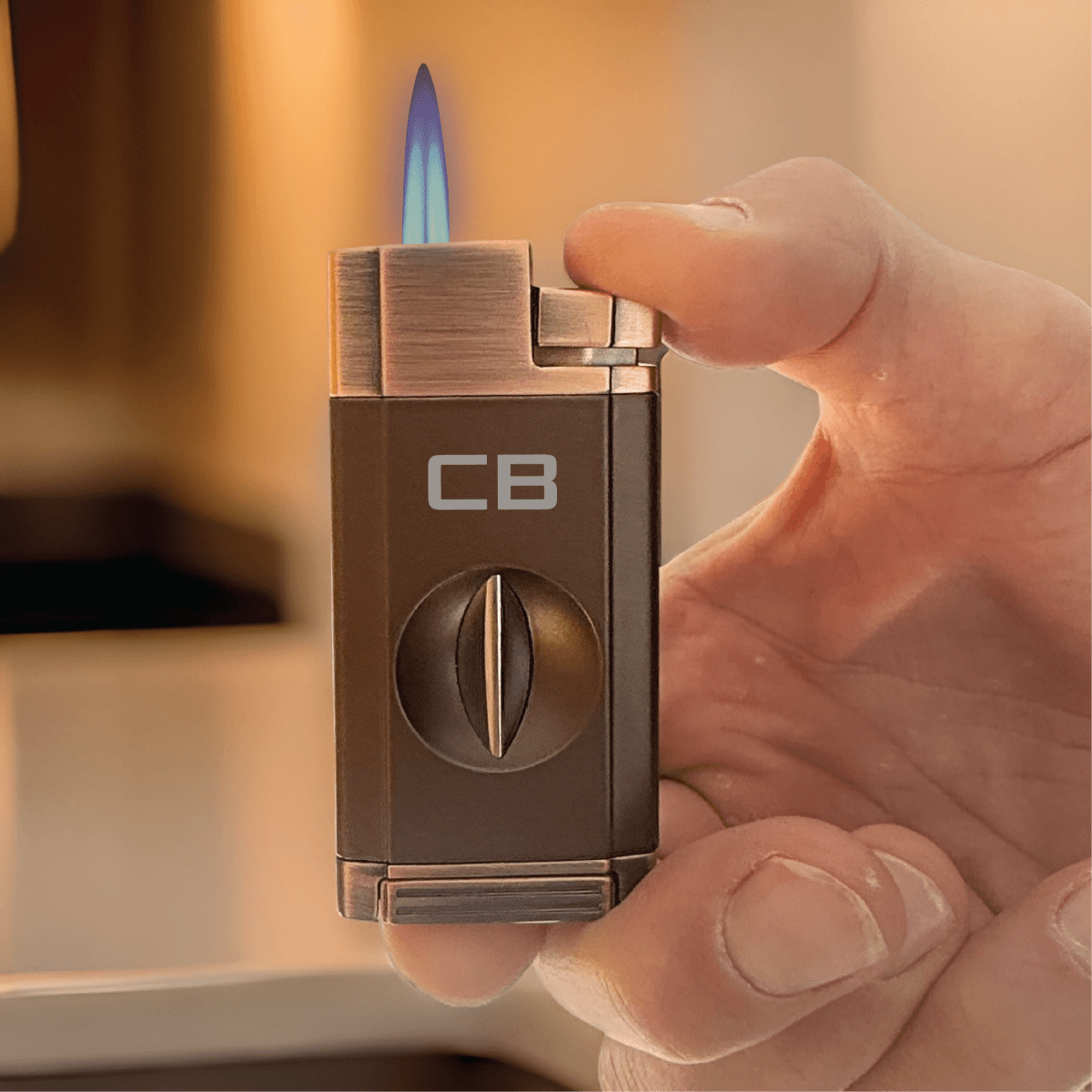 Elegant Personalized V - Cut Lighter: Dual Flame Precision - Cigar - GroomsDay