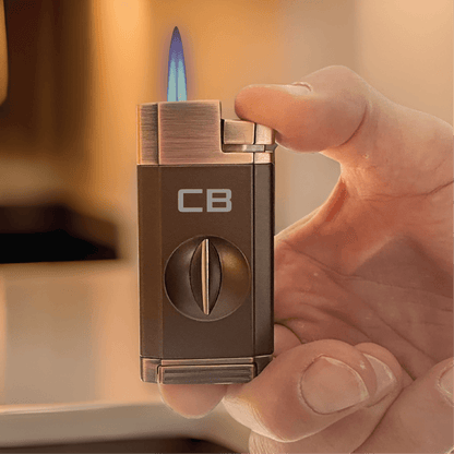 Elegant Personalized V - Cut Lighter: Dual Flame Precision - Cigar - GroomsDay