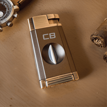 Elegant Personalized V - Cut Lighter: Dual Flame Precision - Cigar - GroomsDay