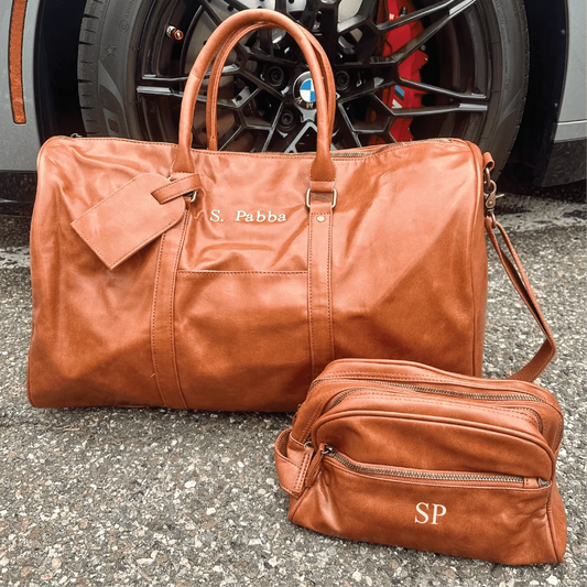 Sentimental Personalized Vegan Leather Travel Set - Travel Gifts - GroomsDay