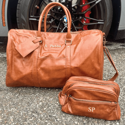 Sentimental Personalized Vegan Leather Travel Set - Travel Gifts - GroomsDay