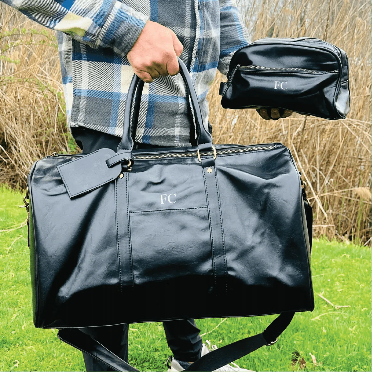 Sentimental Personalized Vegan Leather Travel Set - Travel Gifts - GroomsDay