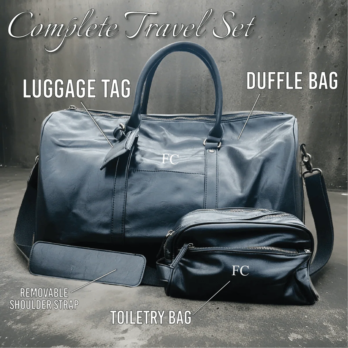Sentimental Personalized Vegan Leather Travel Set - Travel Gifts - GroomsDay