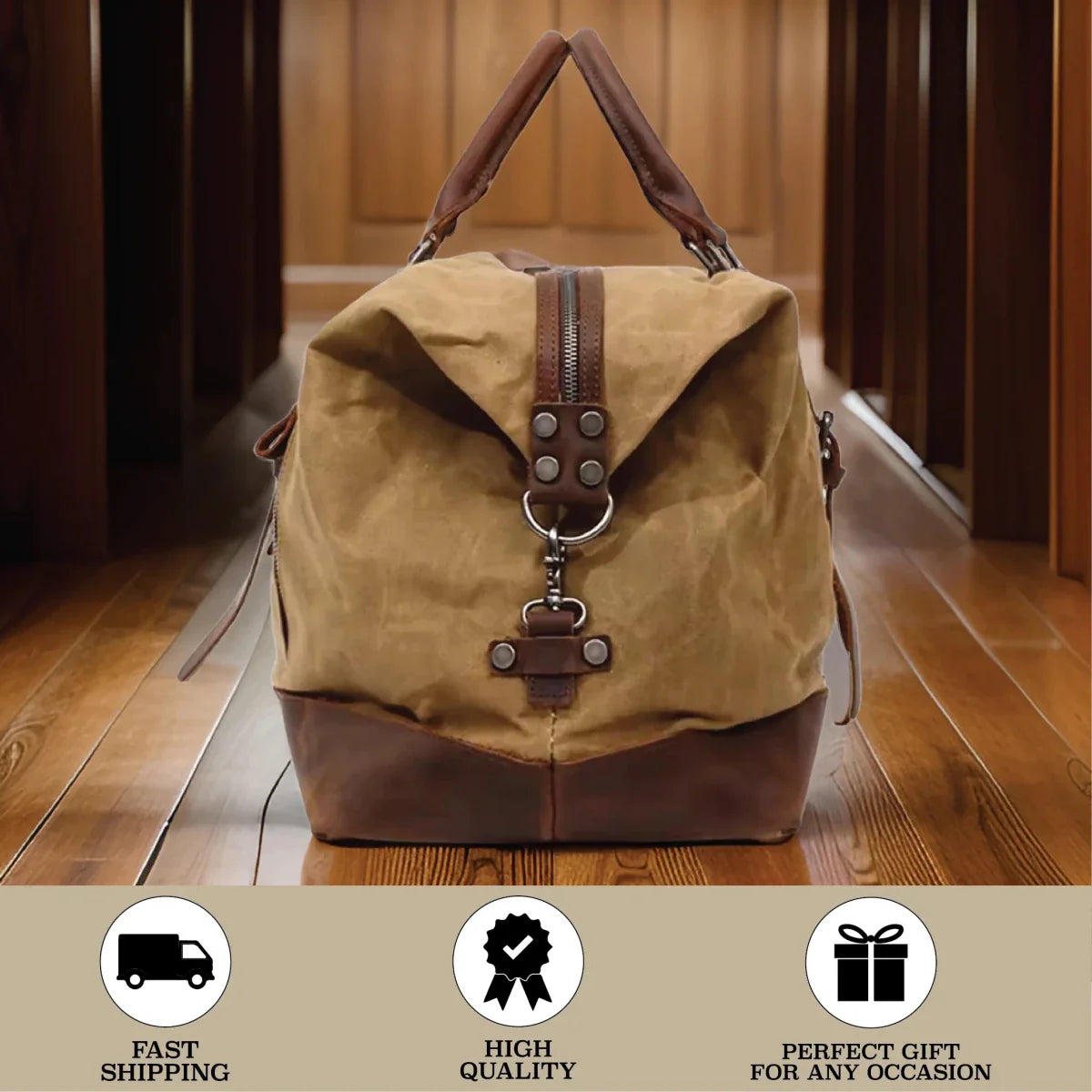 Personalized Waxed Canvas Weekender Bag - Duffle Bag - GroomsDay
