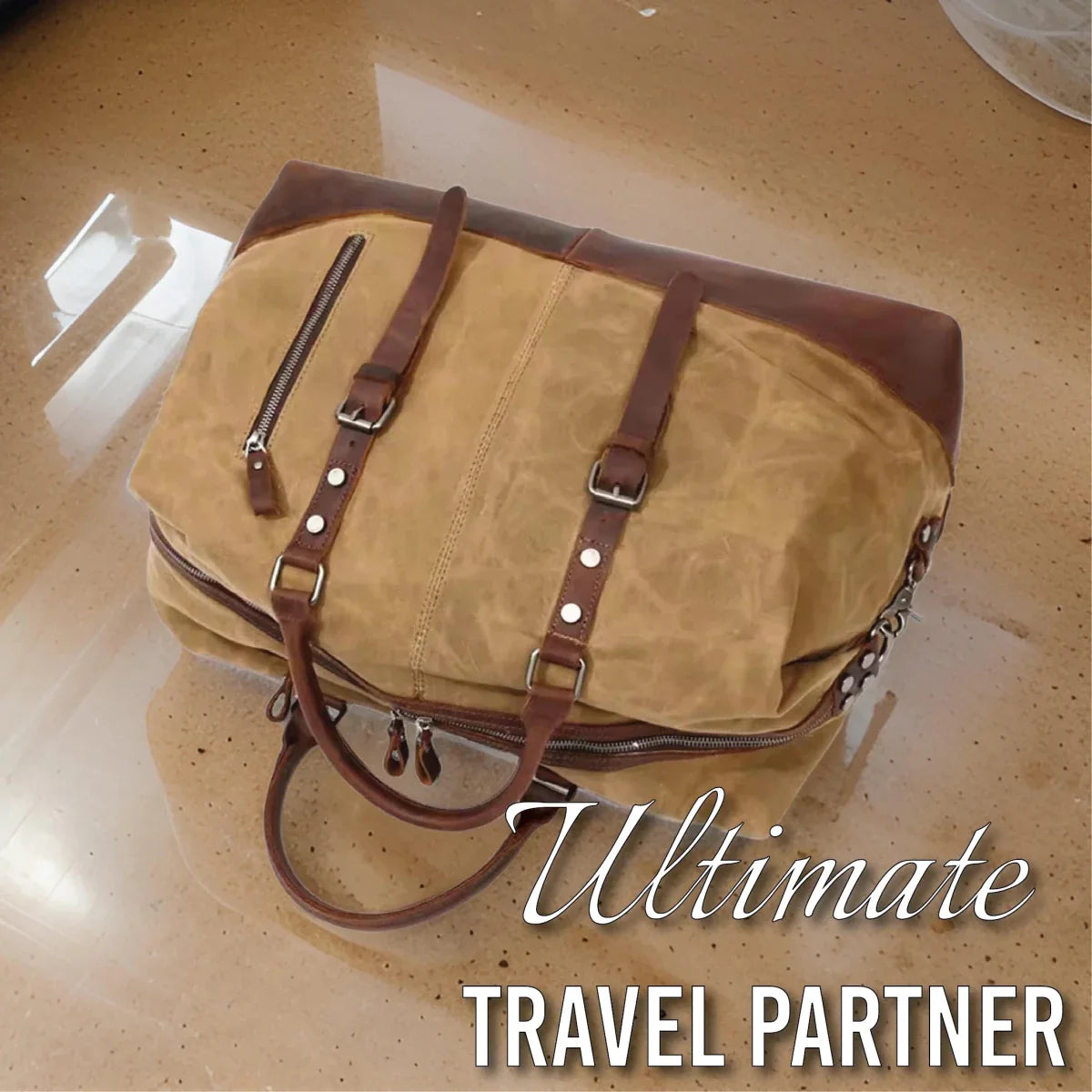 Personalized Waxed Canvas Weekender Bag - Duffle Bag - GroomsDay
