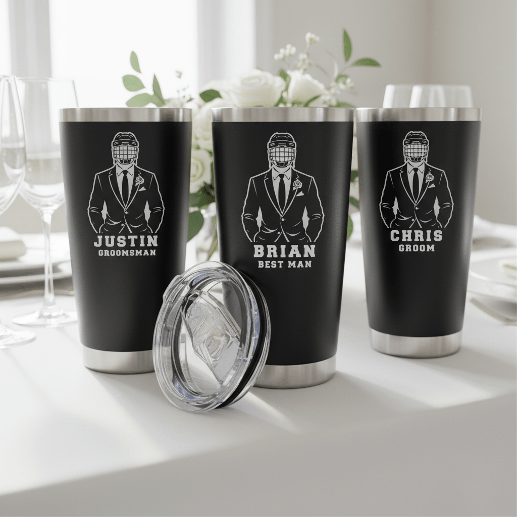 Hat Trick Groomsmen Tumbler - Sports Groomsmen Gifts - GroomsDay