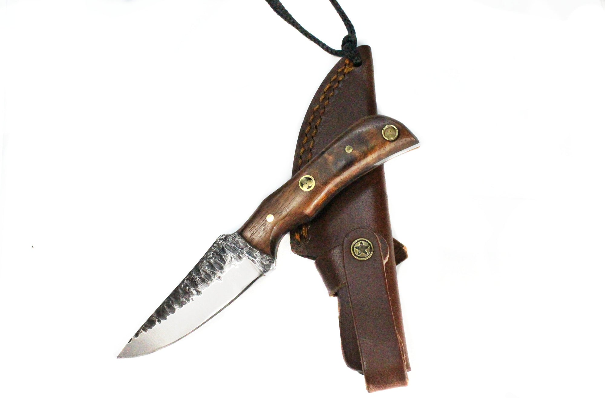 Neck Knife with Forged Scales