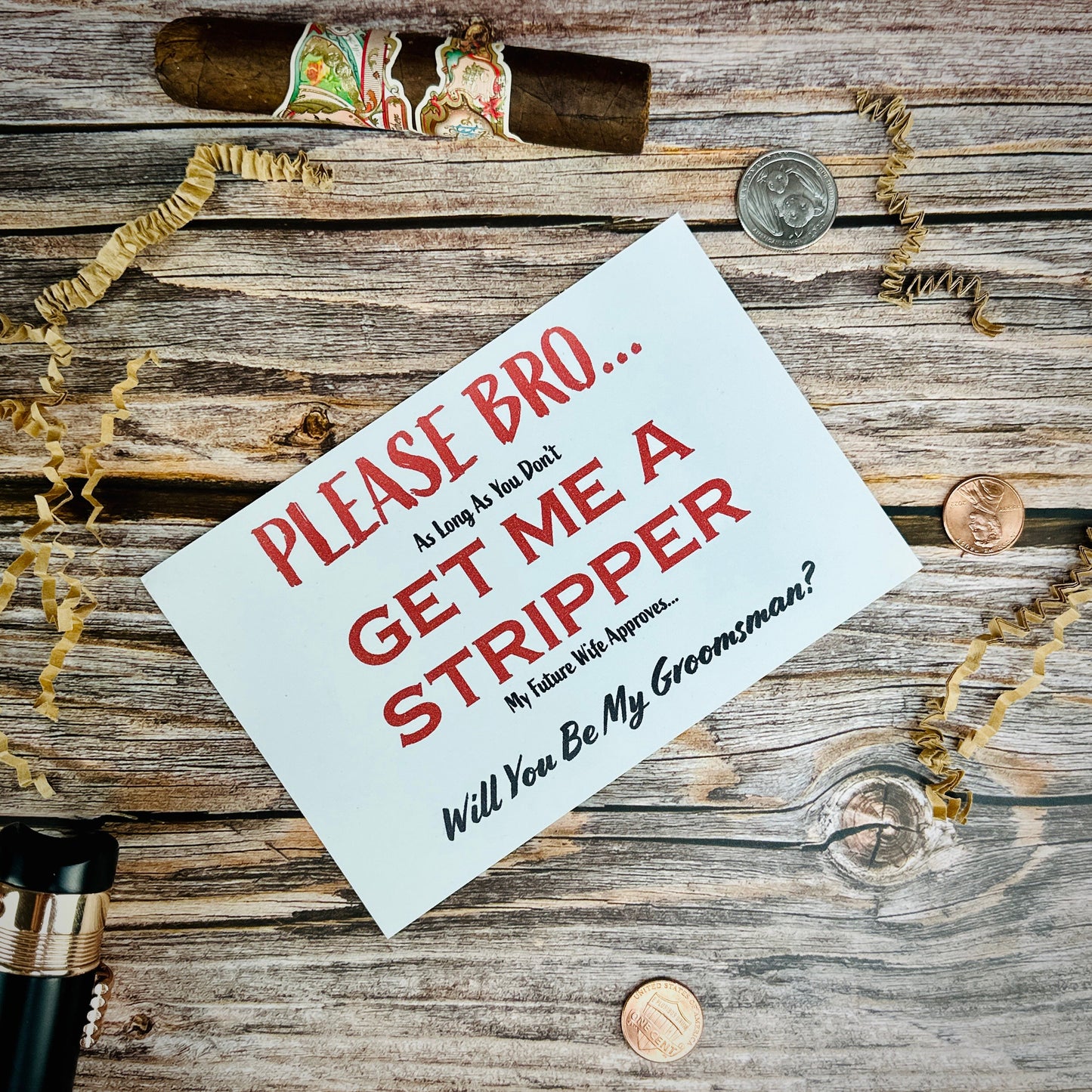 No Strippers... (wink wink) Groomsmen Proposal Card