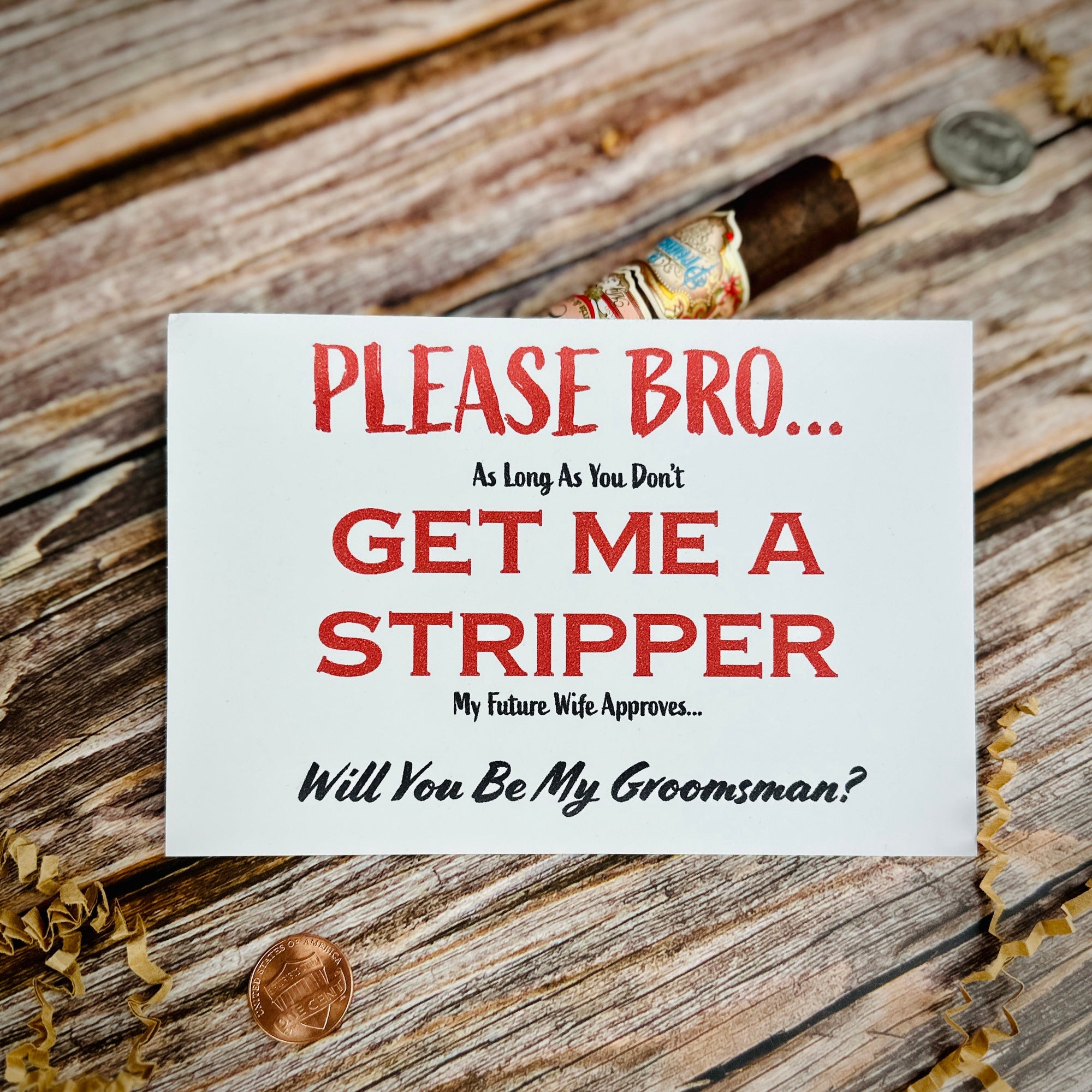 No Strippers... (wink wink) Groomsmen Proposal Card