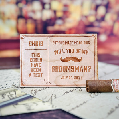 Wooden Groomsmen Proposal Card
