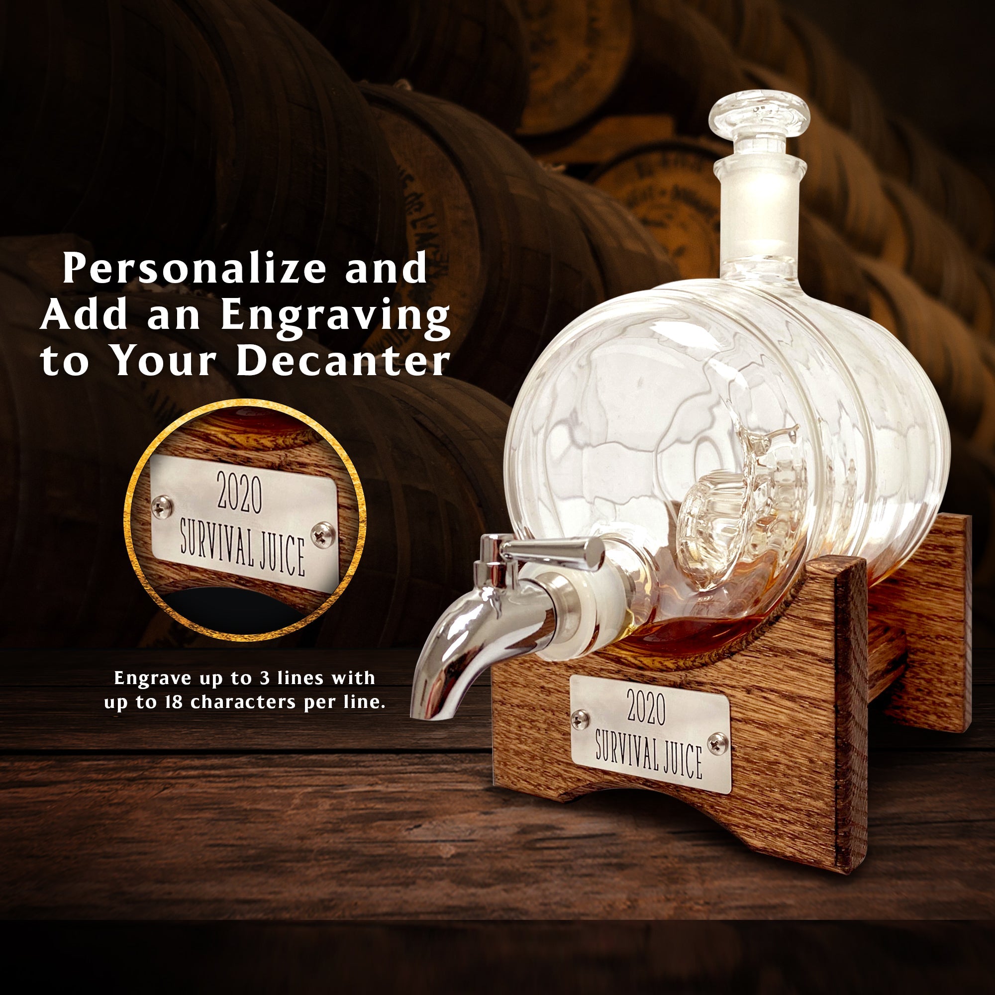 Decanter and engraved plaque