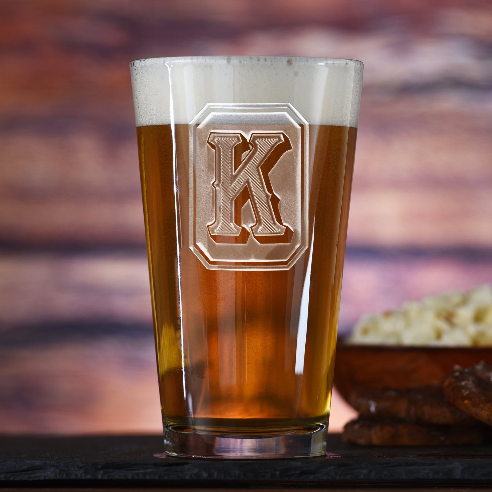Monogram Engraved Pint Pub Beer Glass - Crystal Imagery pint glass