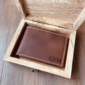 Brown Personalized Leather Wallet at GroomsDay.com Wallets