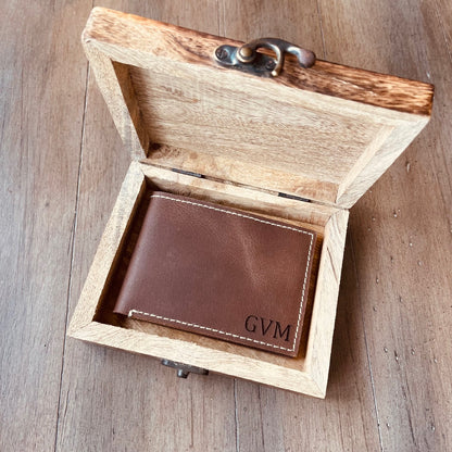 Brown Personalized Leather Wallet at GroomsDay.com Wallets