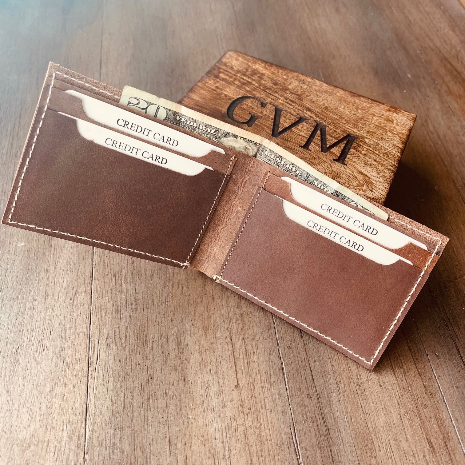 Brown Personalized Leather Wallet at GroomsDay.com Wallets