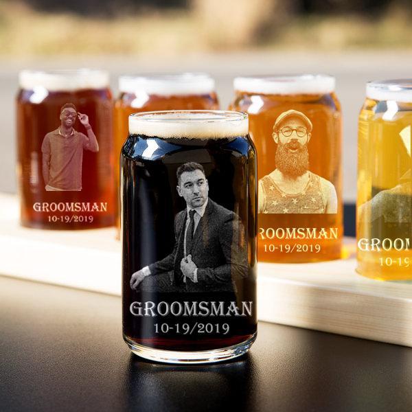 Beer Mugs Set of 8, Engraved Glassware, Wedding Favors, Groomsman Gift,  Best Man, Home Bar,Father of the Bride, For Guys, Stein, Groom Gift